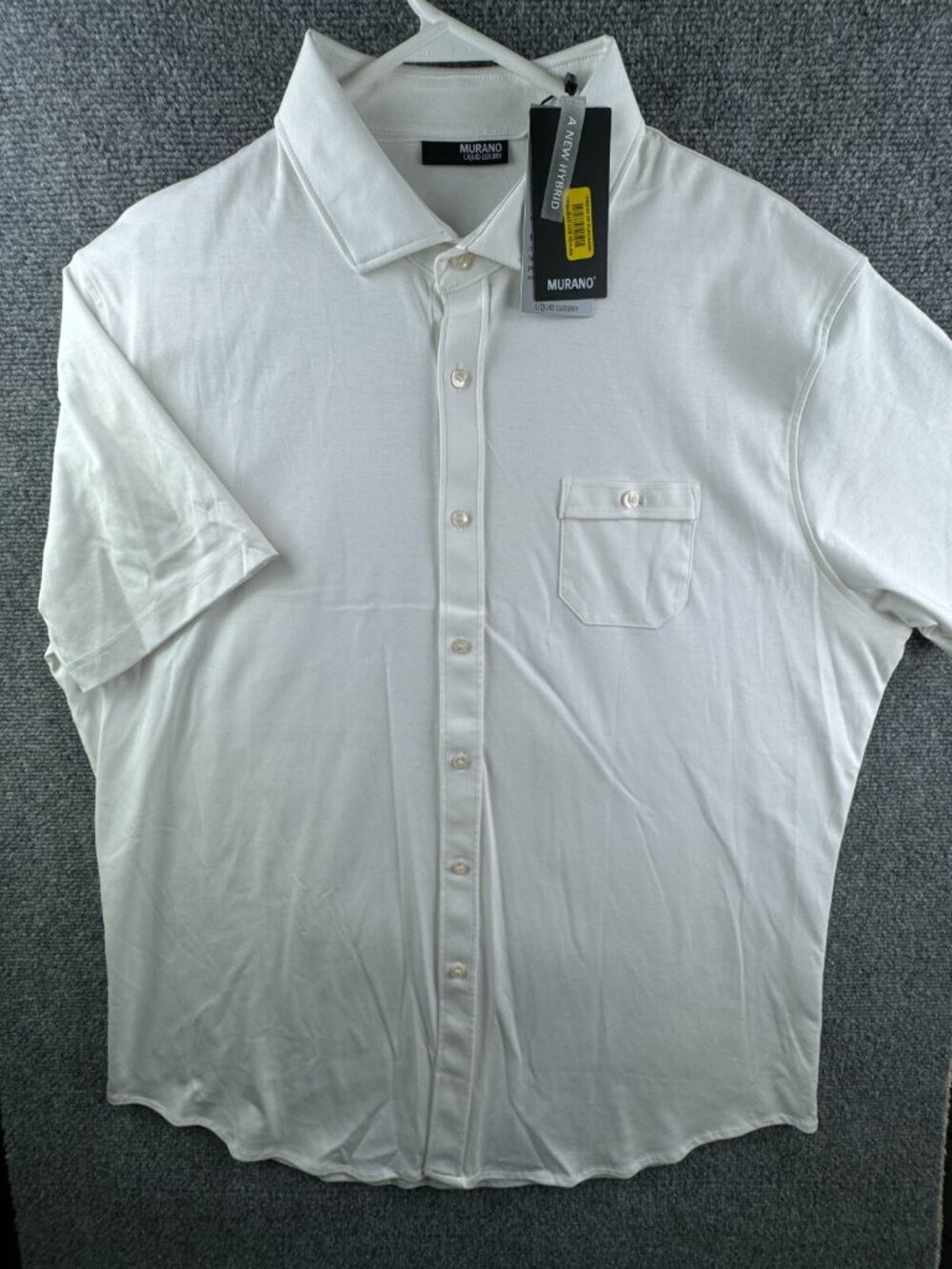 NWT Murano Liquid Luxury Mens 2XL White Button Up Short Sleeve Shirt SOFT